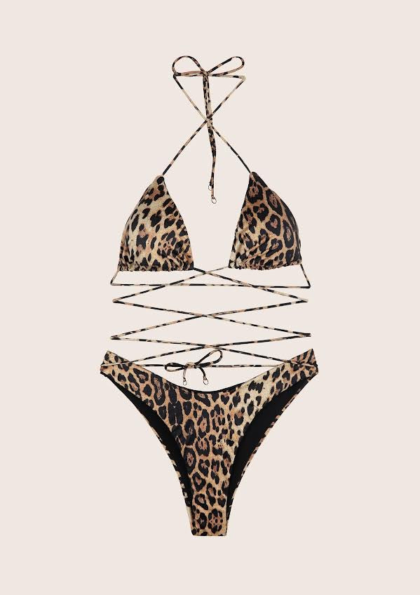 BIKINI TRIANGOLO E SLIP AMERICANO FISSO MACULATO