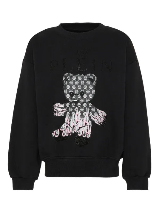 PHILIPP PLEIN junior felpa girocollo con stampa teddy bear