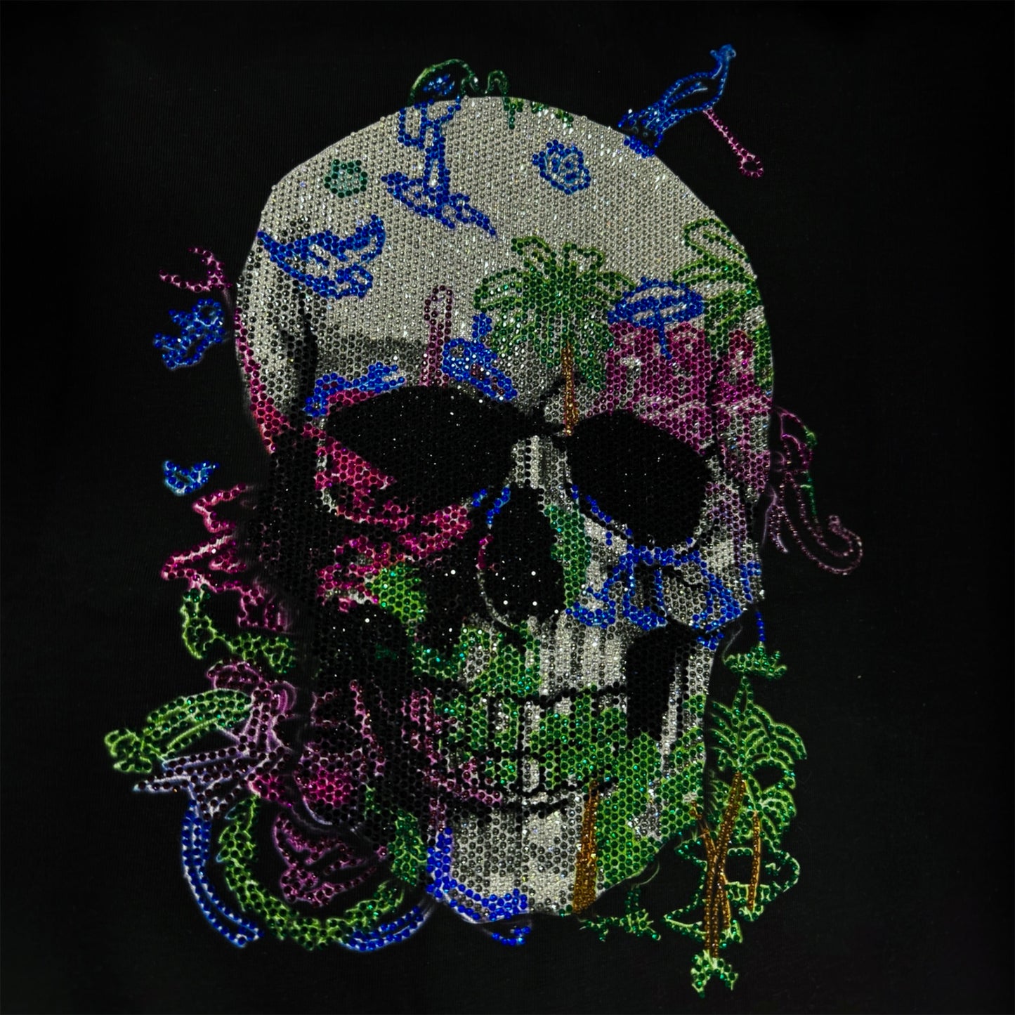 PLEIN T-shirt ricamata con teschio di cristalli