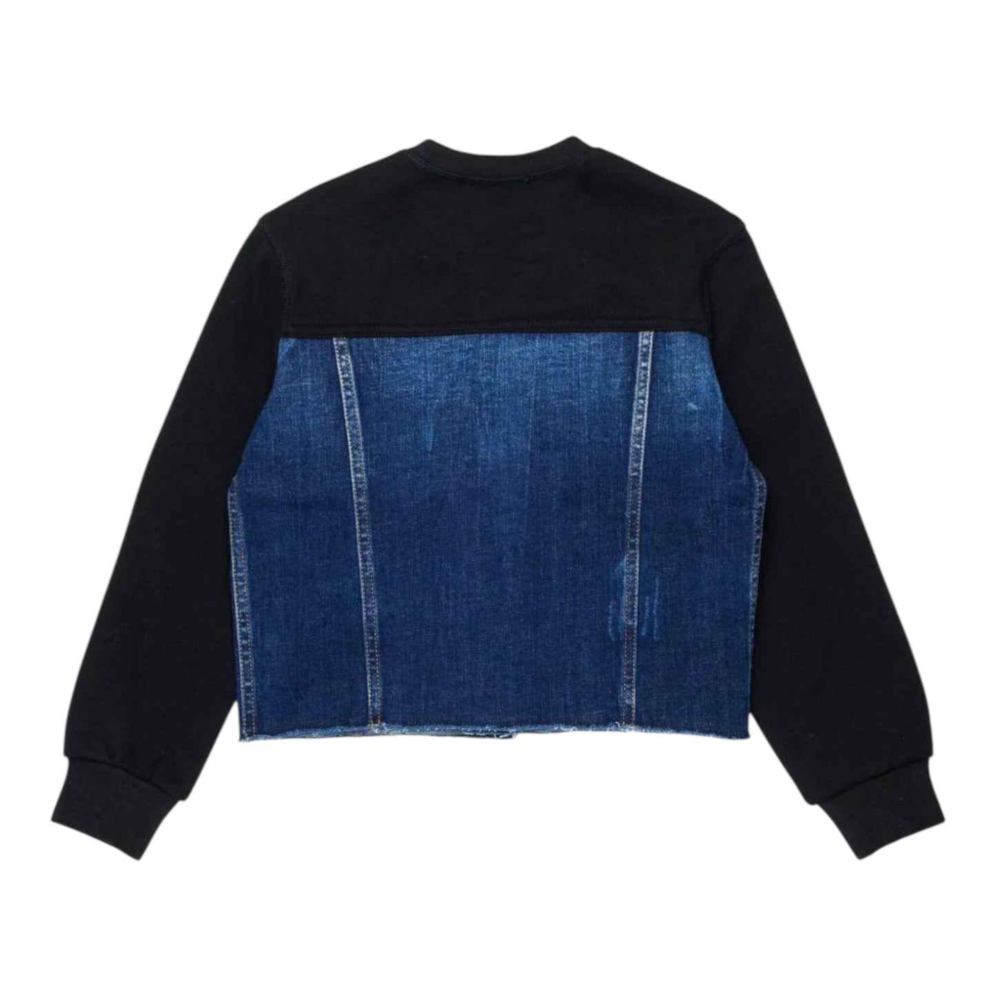 DSQUARED2 felpa girocollo con busto in denim ragazza