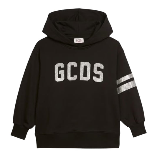 GCDS felpa con cappuccio logo argento